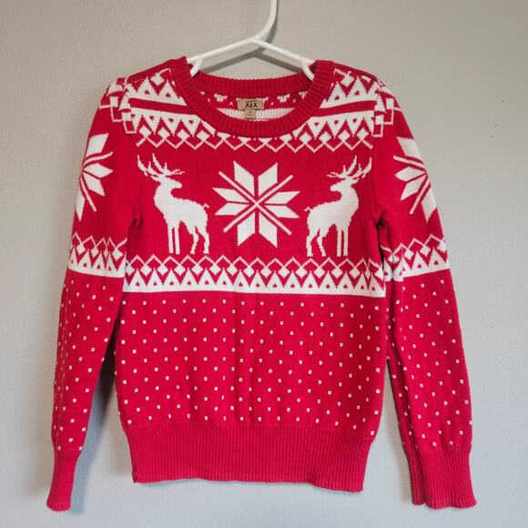 Maximus Rex Boys Sweater Size 6 Red Reindeer Fair Isle Nordic Christmas Knit - Picture 1 of 9
